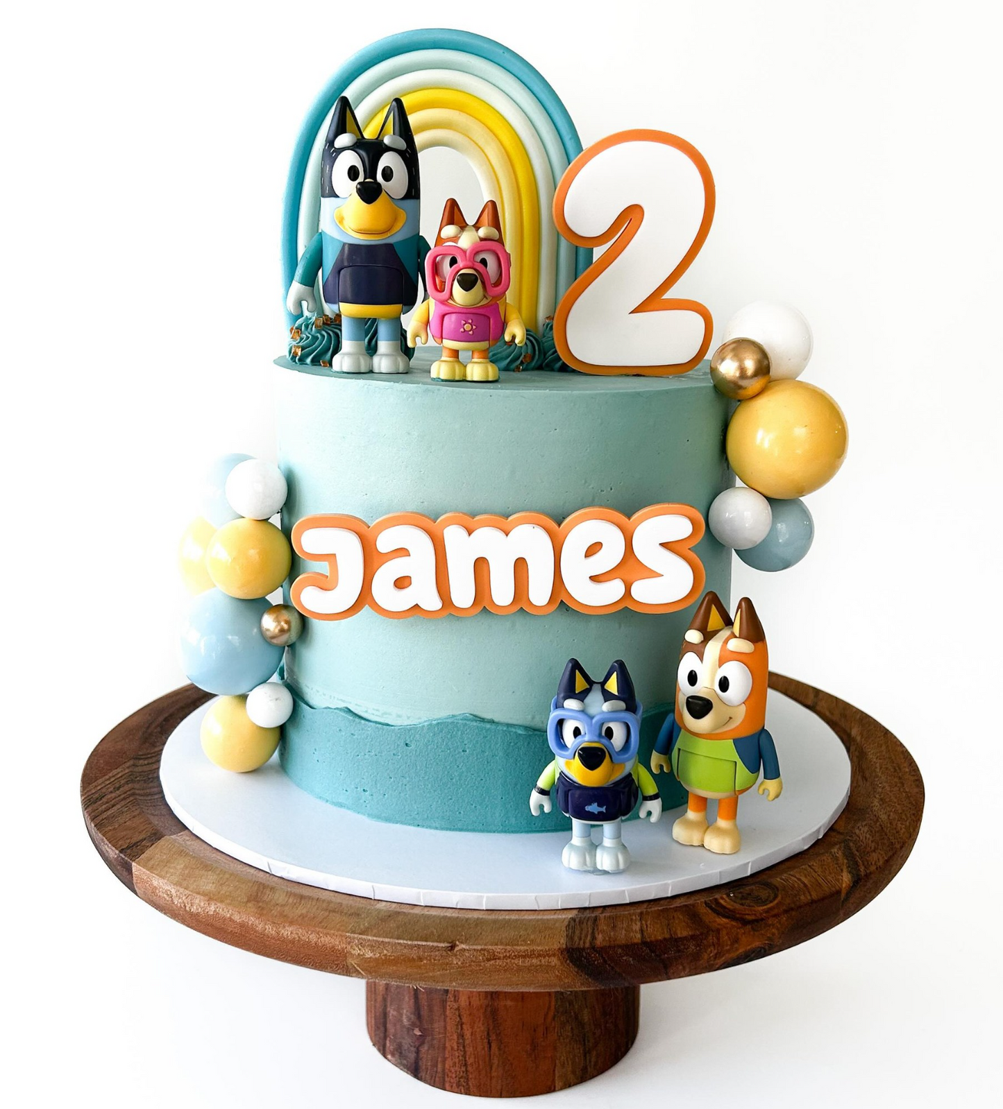 Kids Birthday Name & Age Toppers - Blue Dog