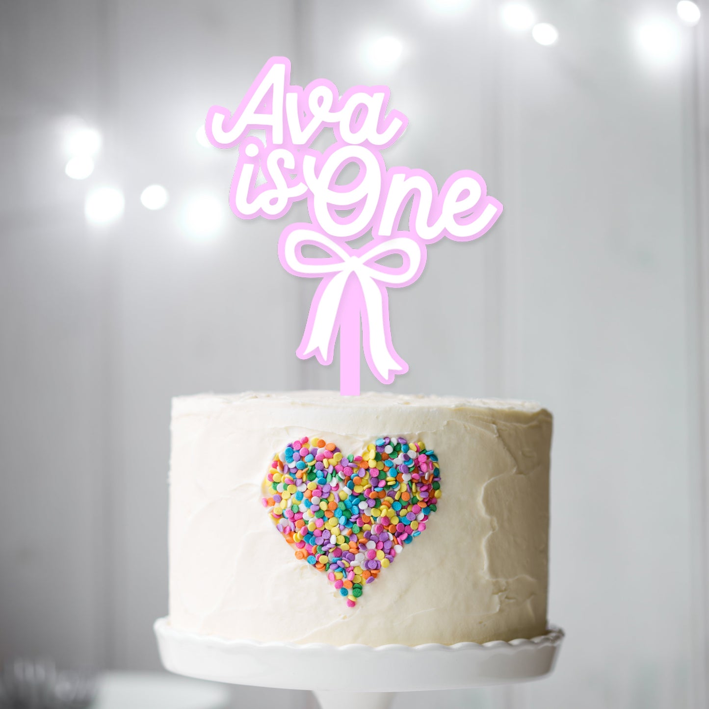 Bow Cake Topper - Custom Name and Age