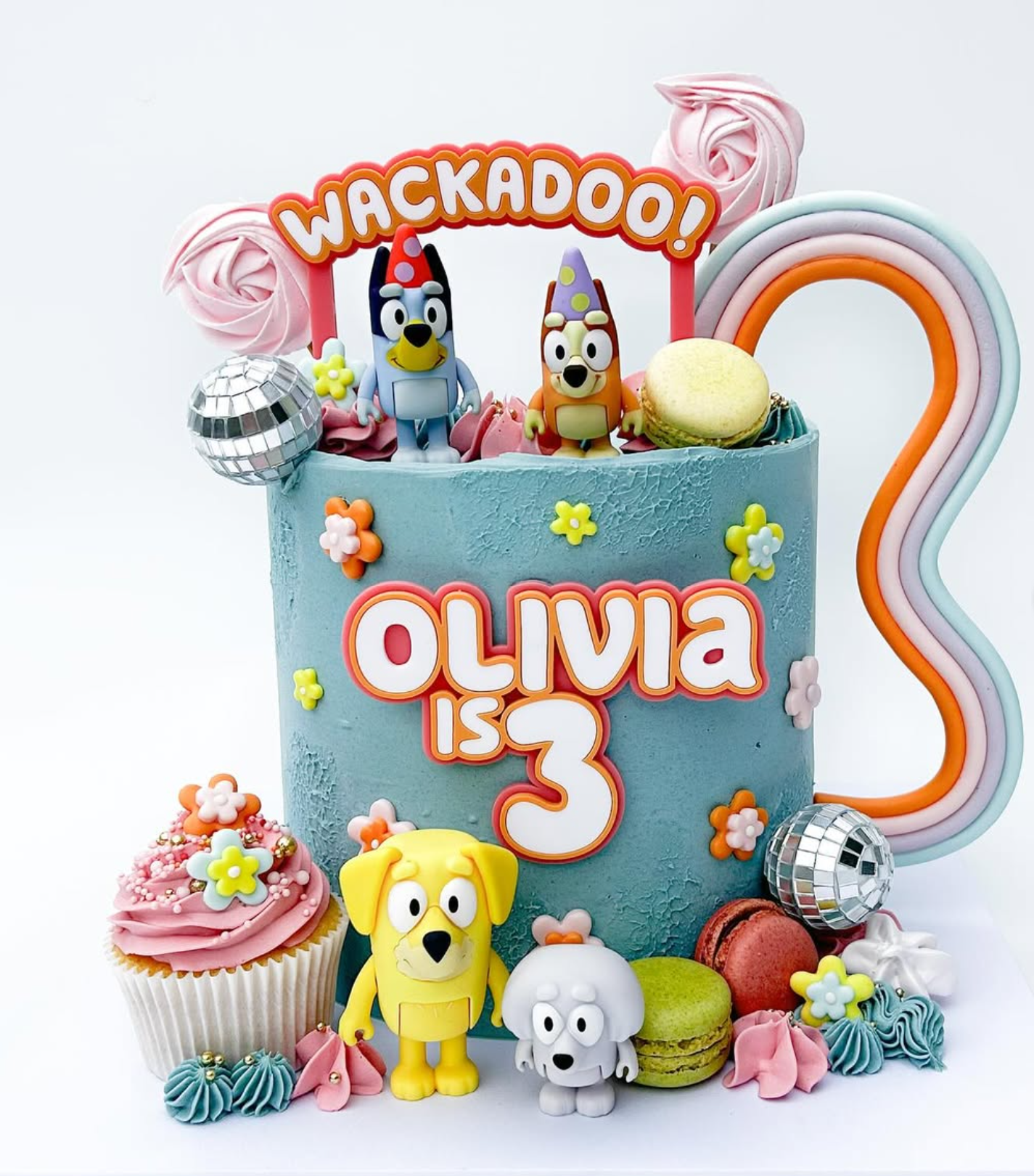Kids Birthday Name & Age Toppers - Blue Dog