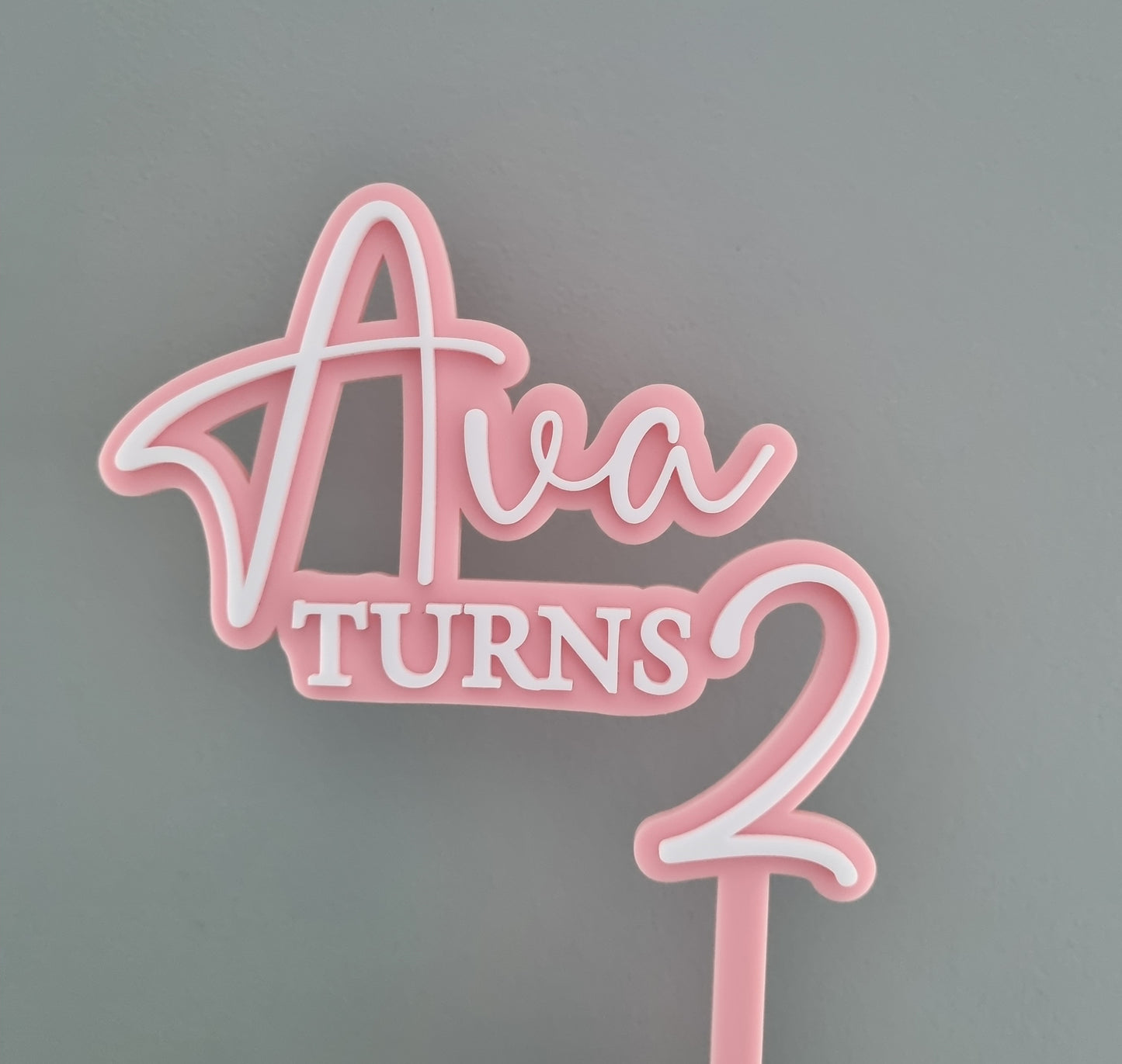 Personalised Double Acrylic Cake Topper - Name Turns Age