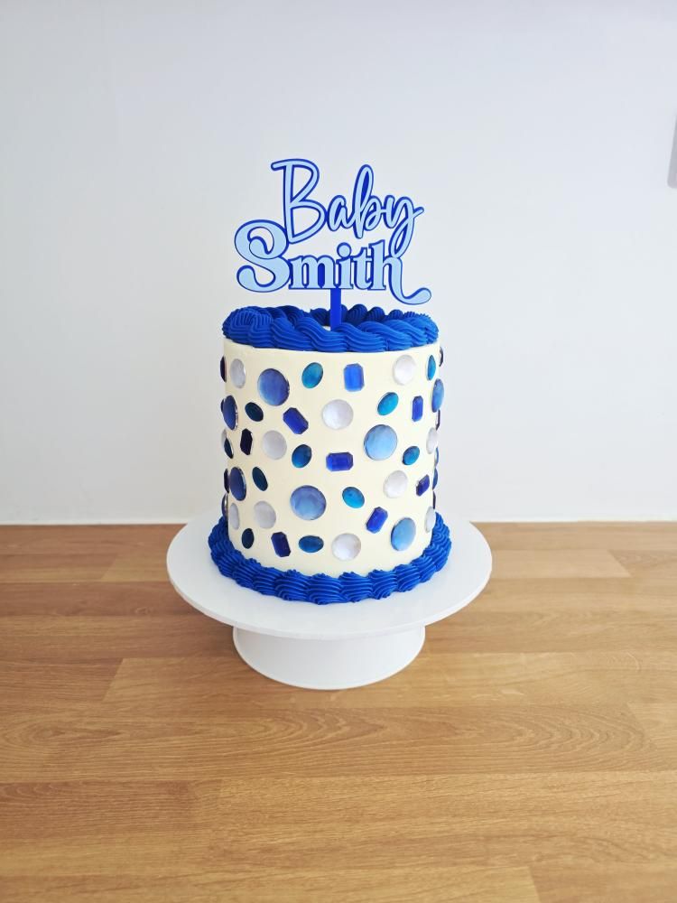Retro Baby Surname Cake Topper