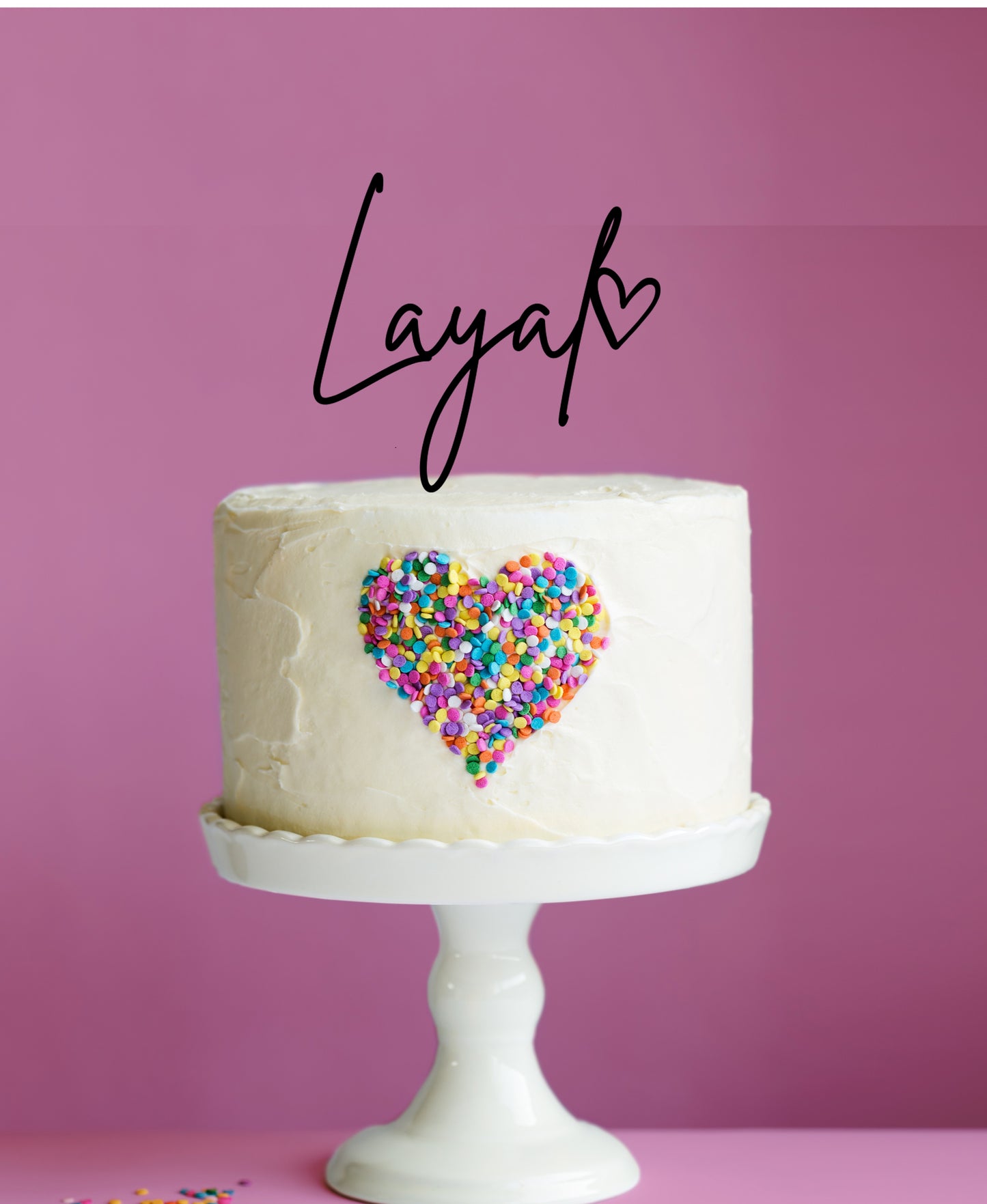 Name With Heart Cake Topper