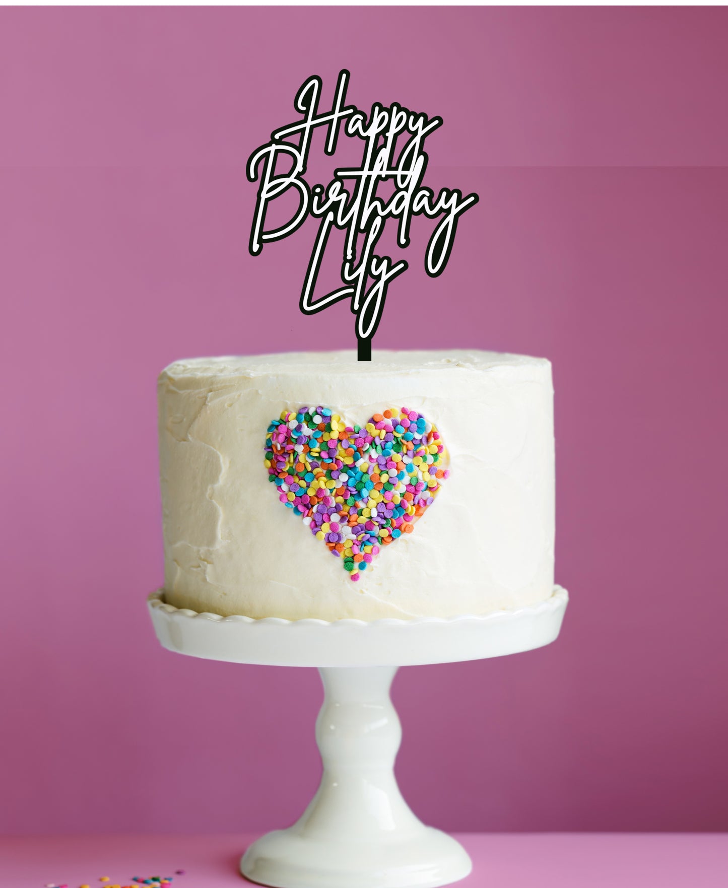 Happy Birthday Name - Cake Topper or Fropper - Brittney Signature Font