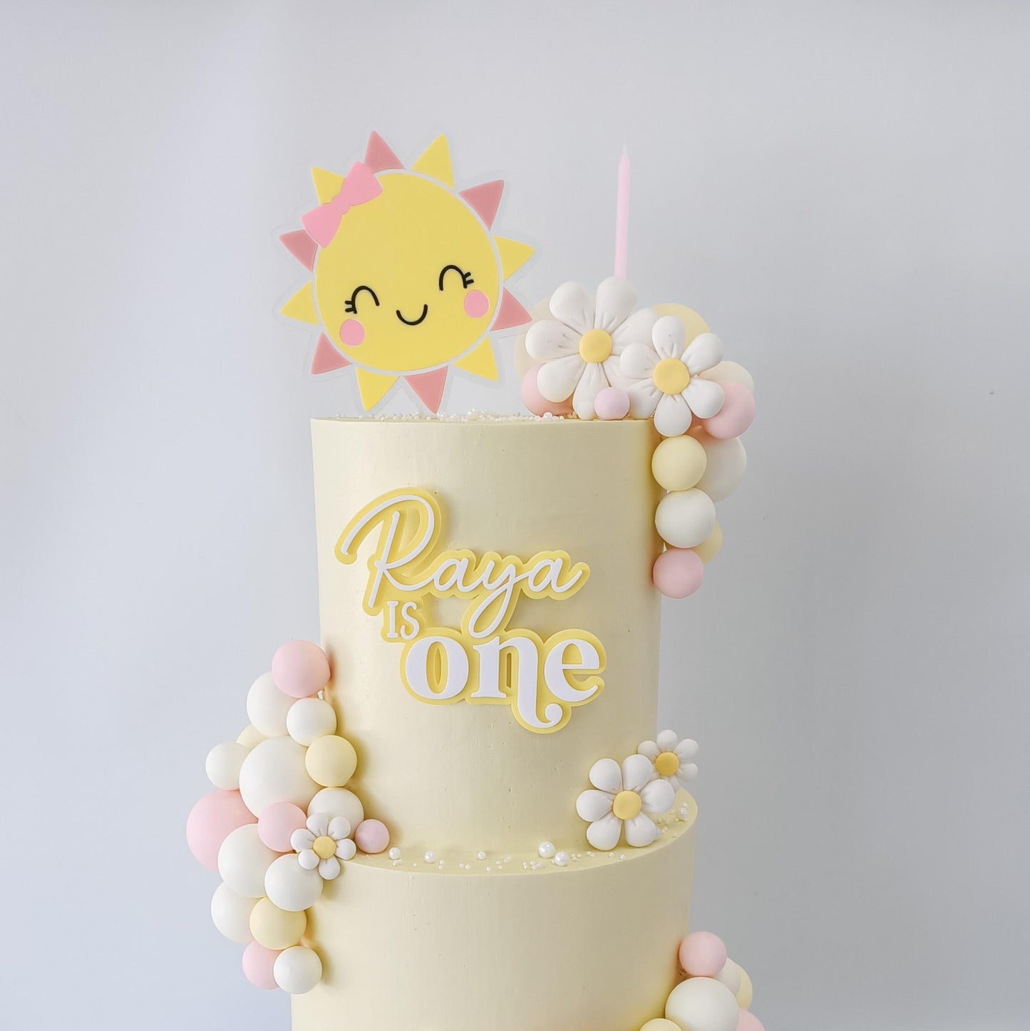 Cute Sun Cake Topper and Name is Age Fropper Set