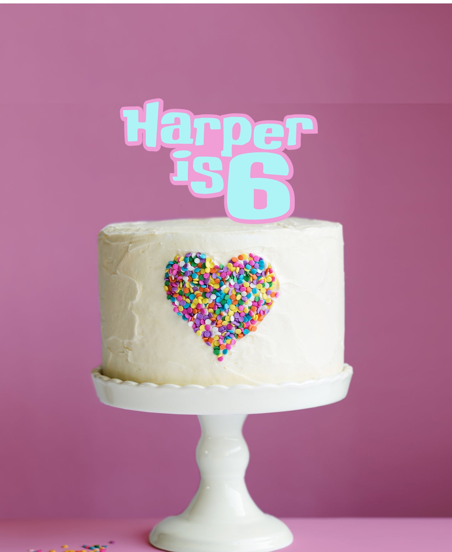 Personalised Name is Age 2 Colour Cake Topper