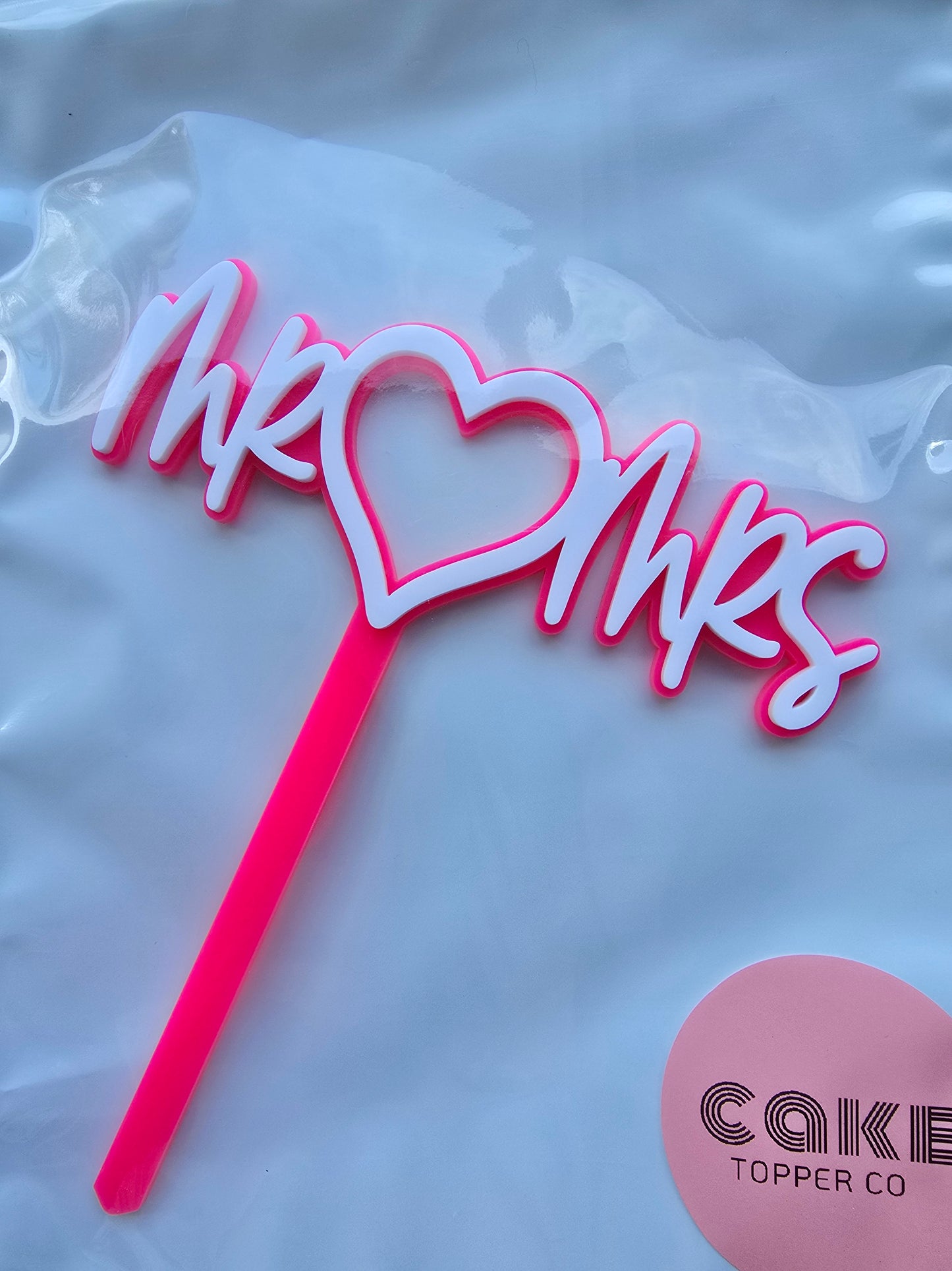 Mr Heart Mrs - White on Pink CLEARANCE