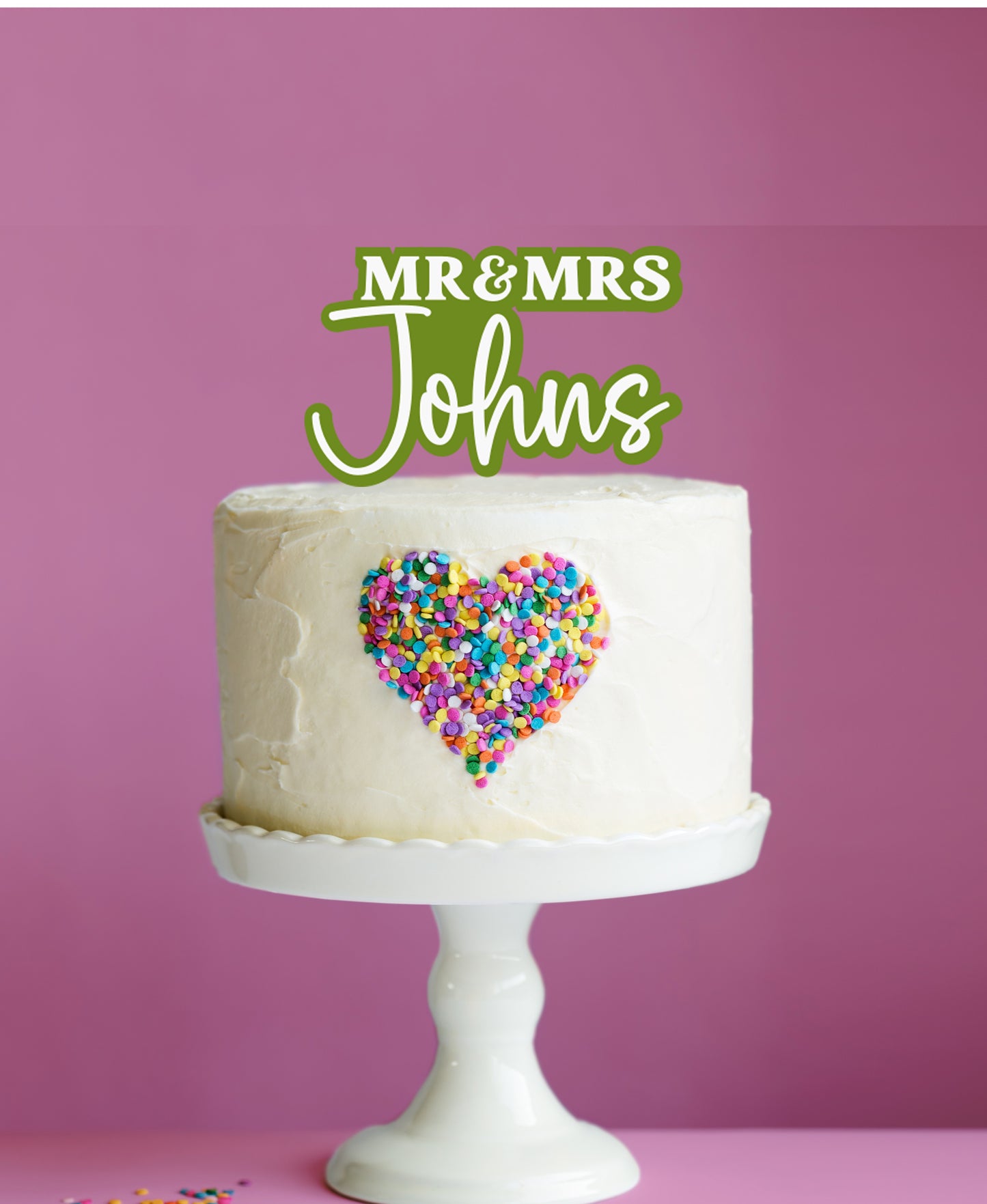 Cake Topper - Mr & Mrs Surname - 2 Colours