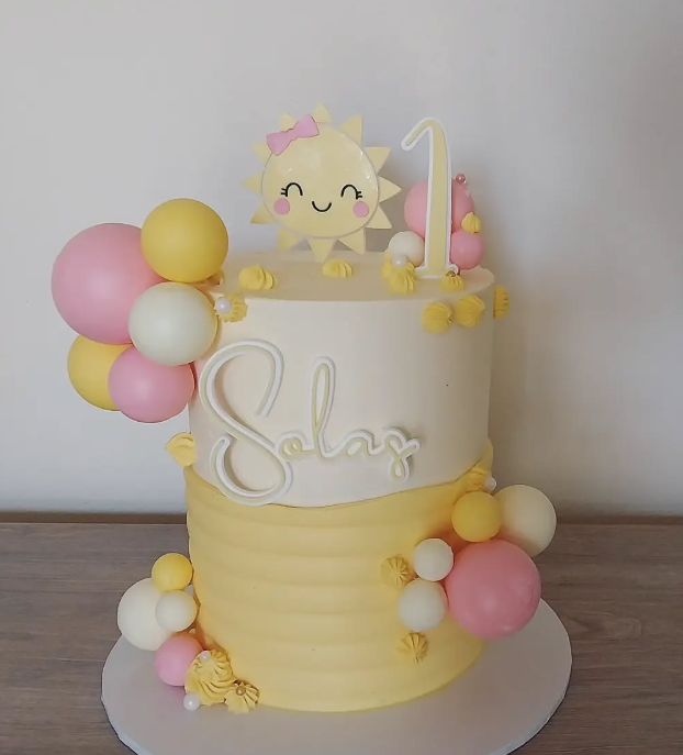 Cute Sun Cake Topper Name and Number Set