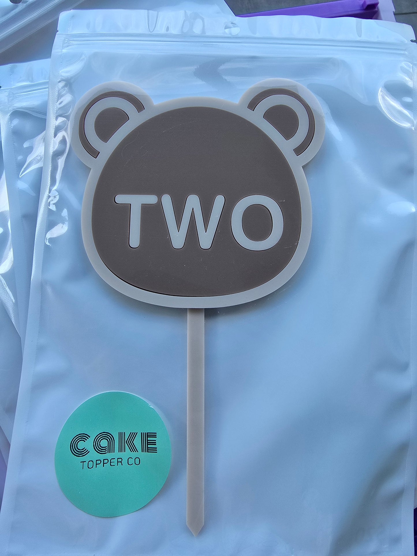 Bear Two Topper - Brown on Beige CLEARANCE