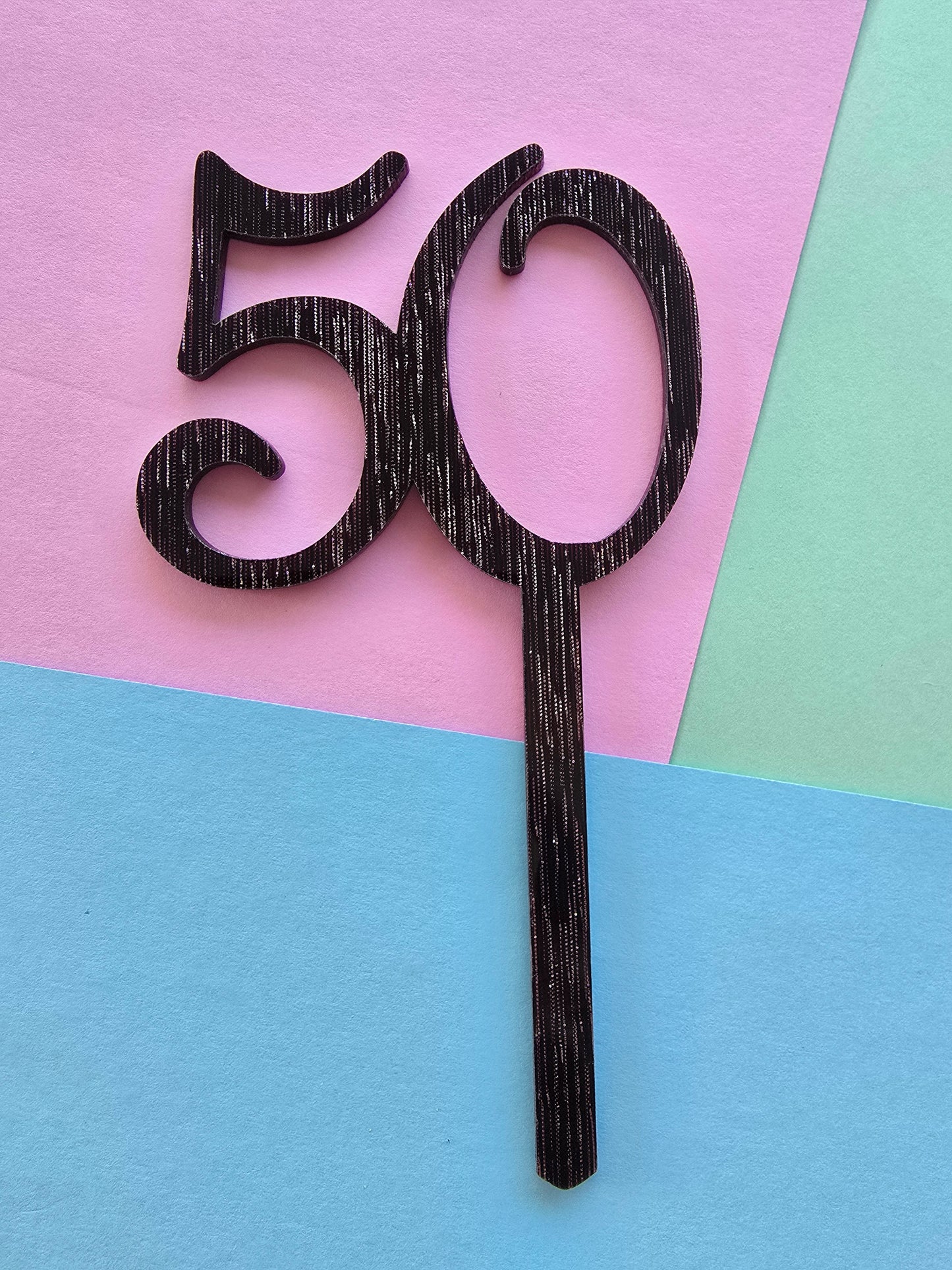 Number 50 black fancy silver matrix cake topper Approx 8cm tall
