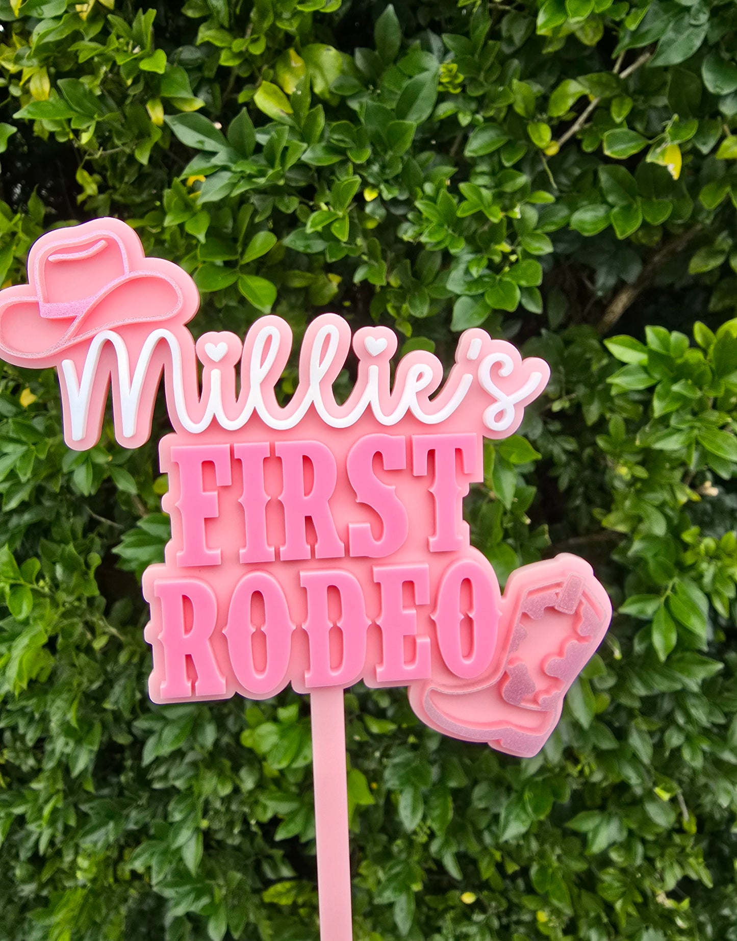 First Rodeo Cake Topper - Pinks