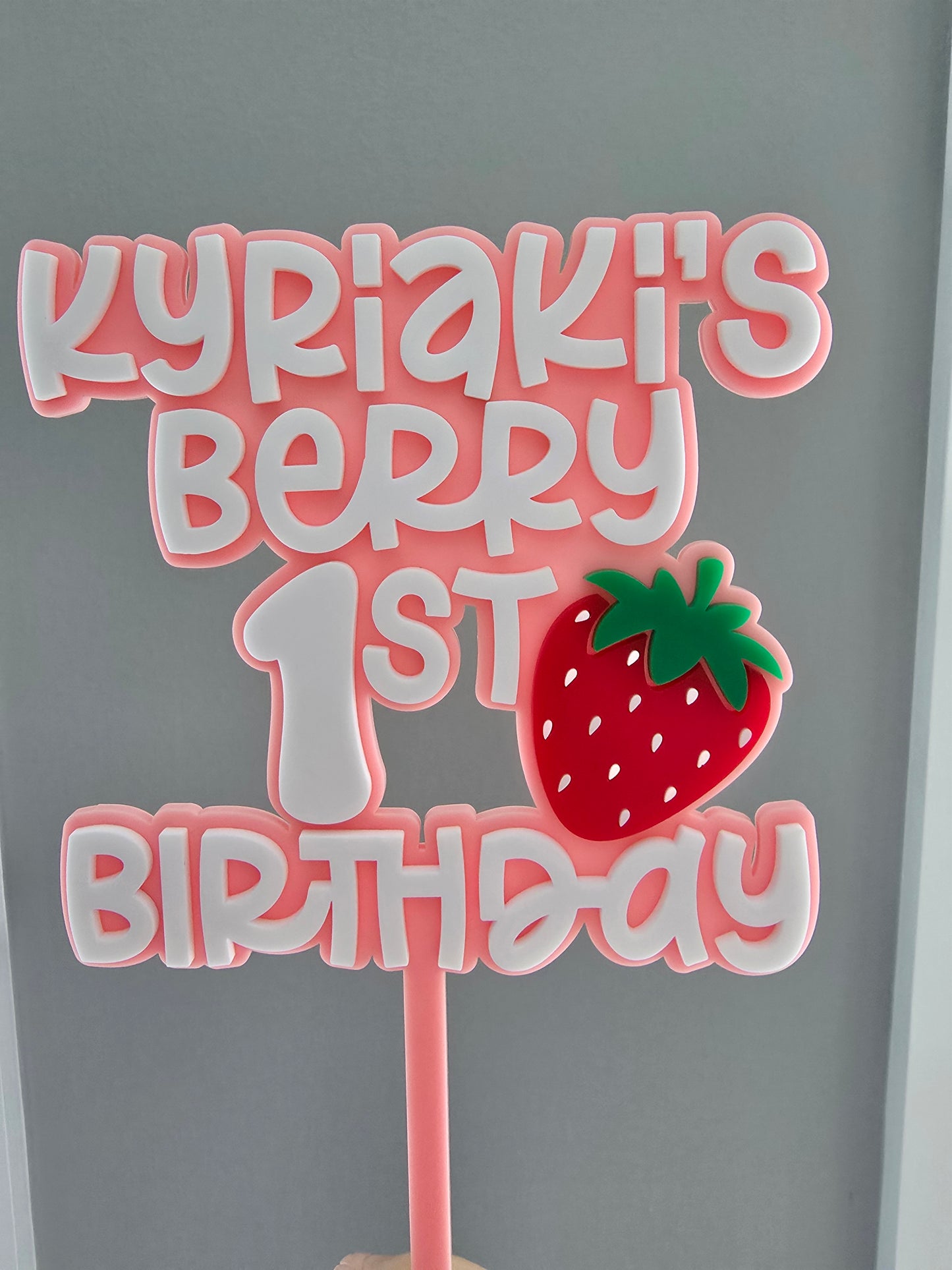 Berry 1st Birthday Cake Topper - Add Name