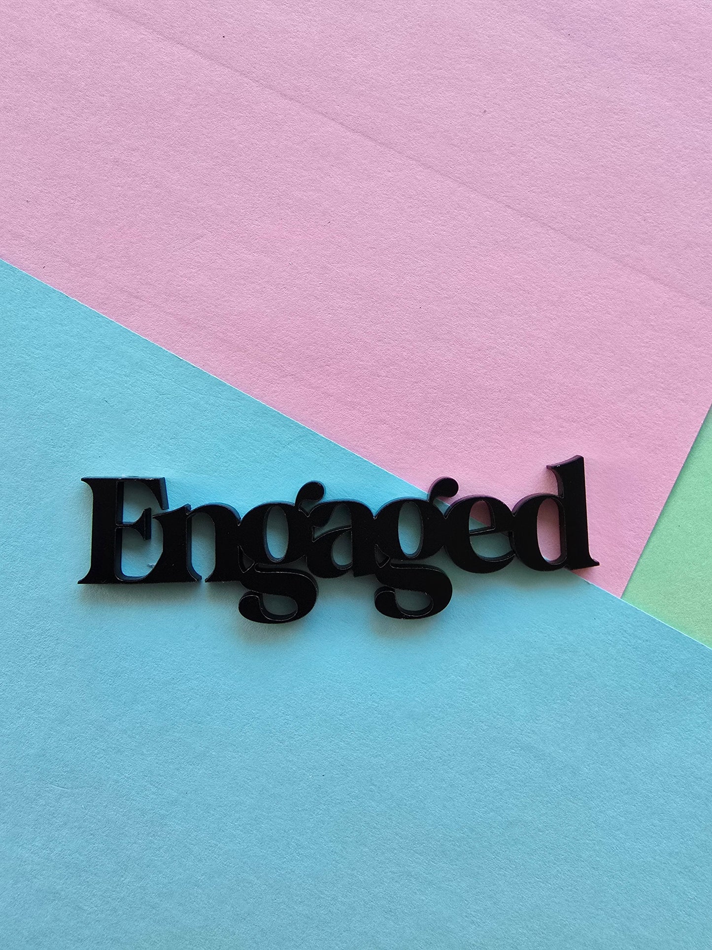Engaged cake charm 10cm wide black