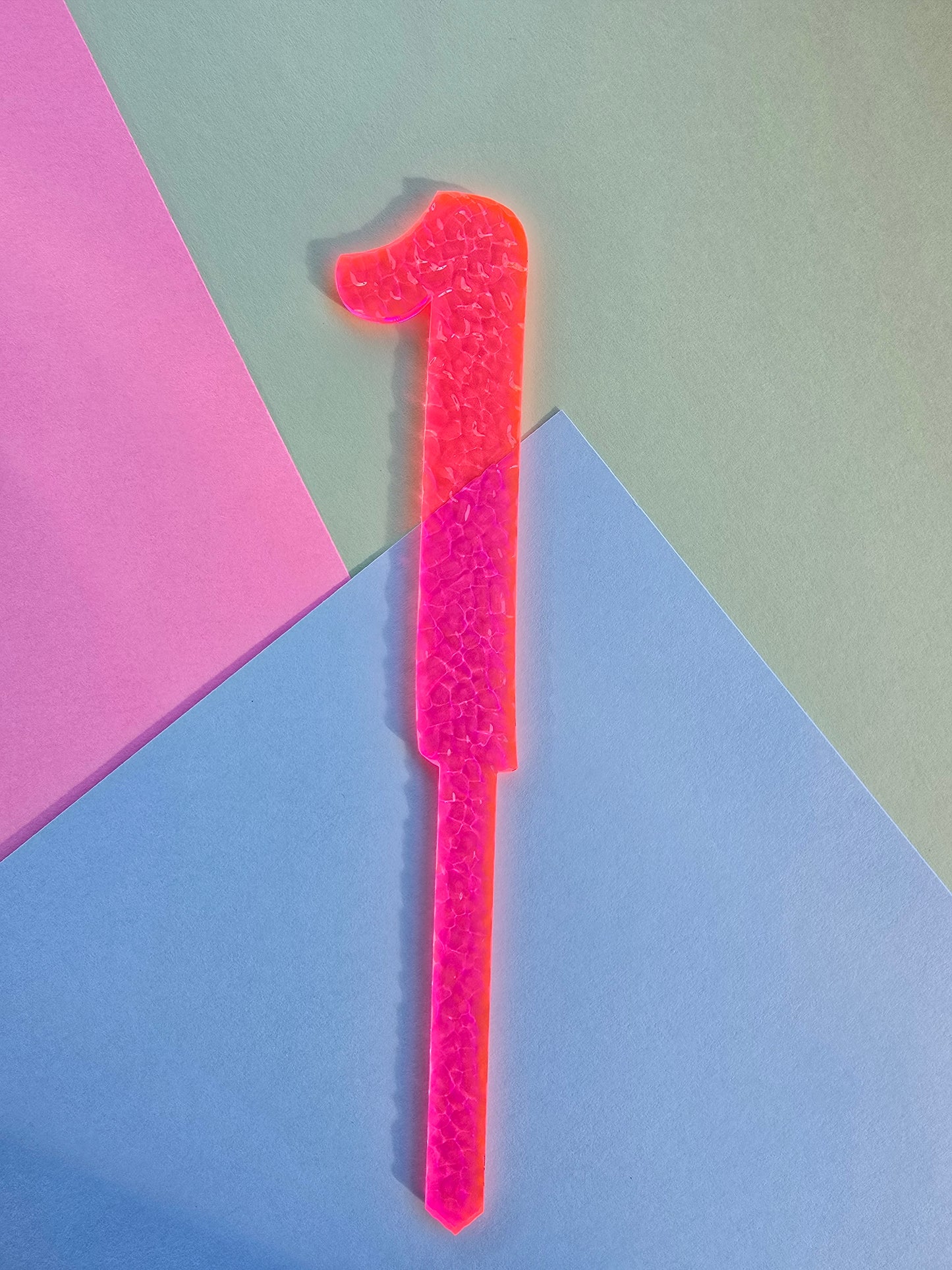 Number 1 neon pink neon ripple cake topper Approx 10cm tall (is see through)