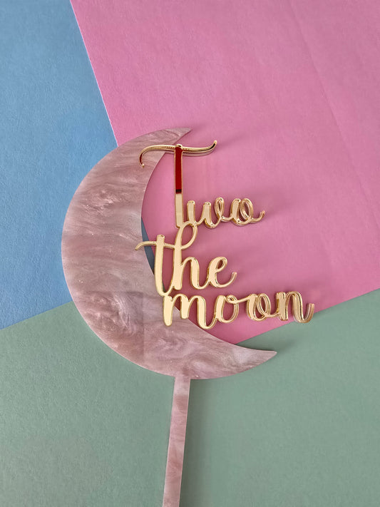 Two the moon topper - Mirror Gold on Pearl Pink CLEARANCE