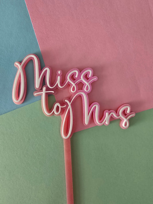 Miss to Mrs - White on Shimmer Pink CLEARANCE