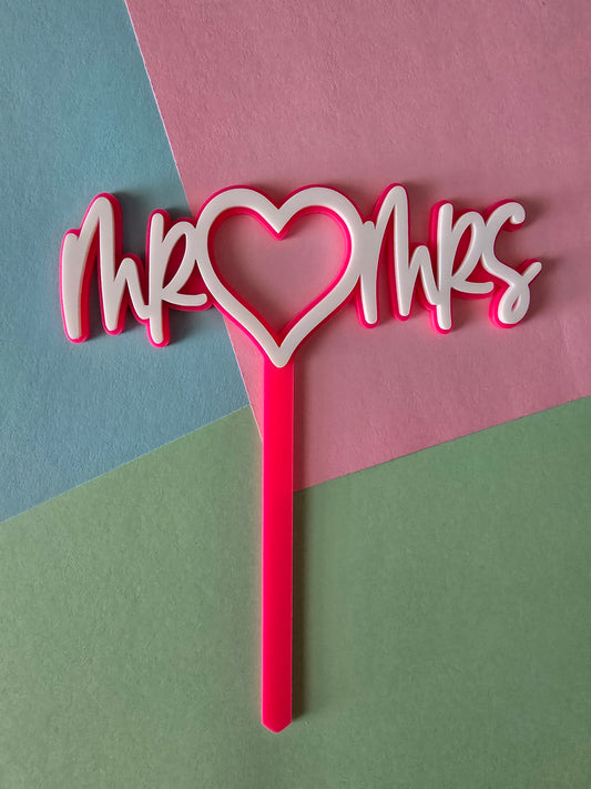 Mr Heart Mrs - White on Pink CLEARANCE
