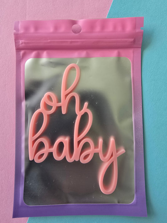 oh baby charm - pastel pink 7cm wide x 10cm tall (1 pack)