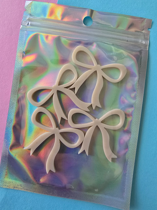 Bow Cupcake Charms - Beige - 4 pack