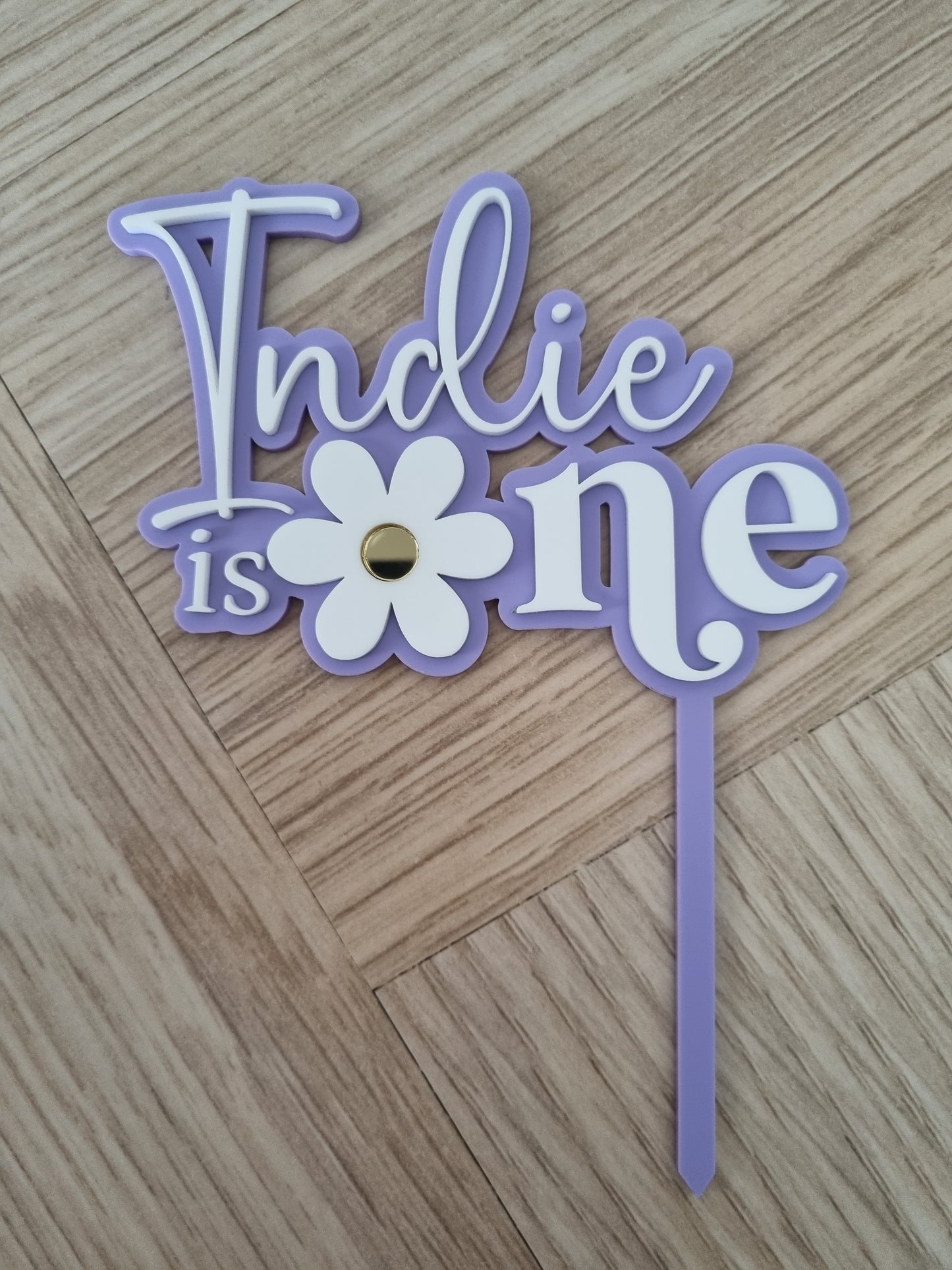 Daisy is One - Personalised Double Acrylic Cake Topper