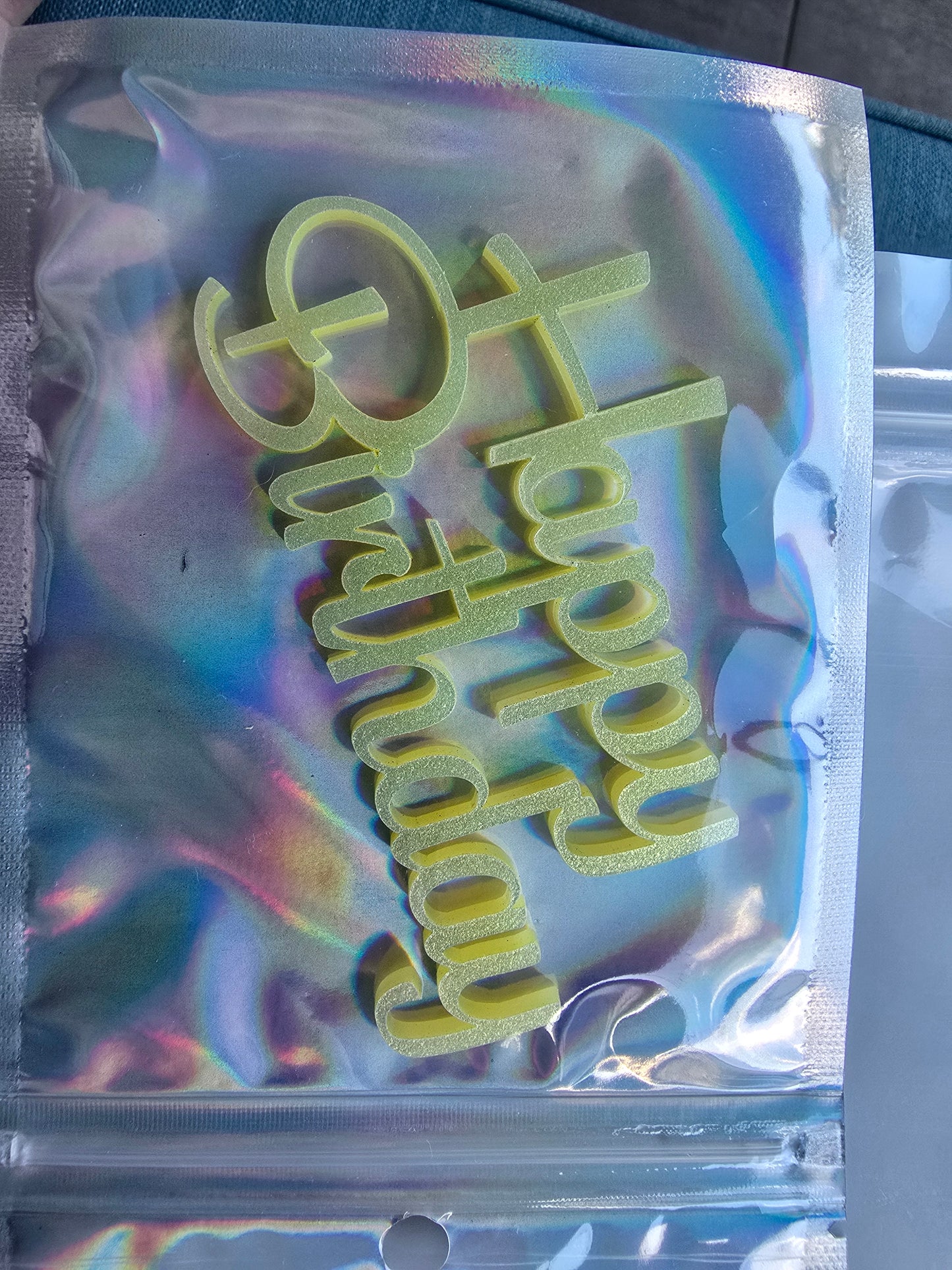 Happy Birthday Charm 10cm Shimmer Yellow CLEARANCE