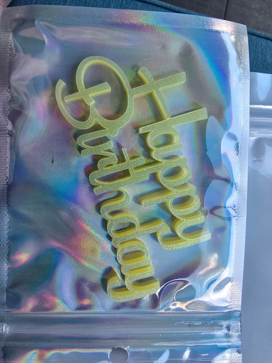 Happy Birthday Charm 10cm Shimmer Yellow EXPO SALE #2