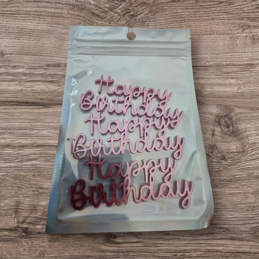 Happy Birthday Mini Charms 8cm wide 3 pack Metallic Pink EXPO SALE