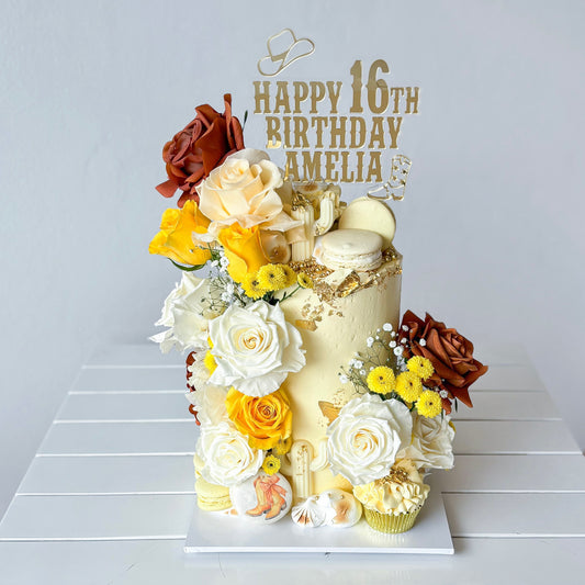 Rodeo Cake Topper - Gold Floating Personalised