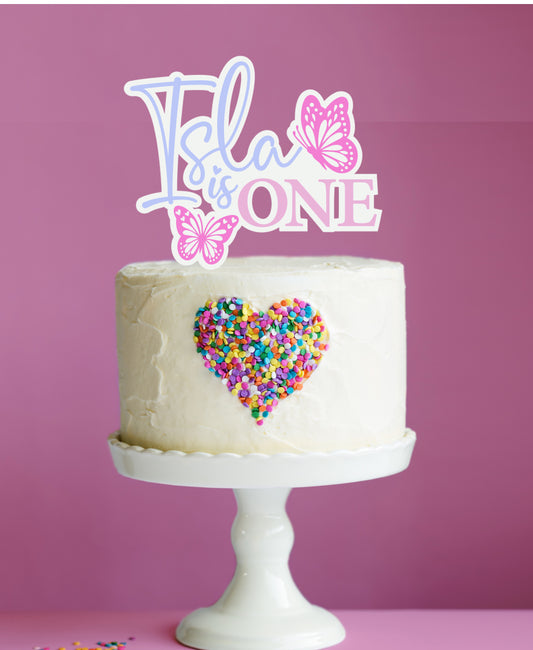 Butterfly Personalised Name is Age Acrylic Cake Topper