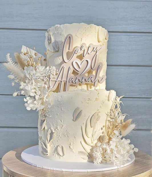 Personalised Wedding / Engagement Cake Topper Name Heart Name