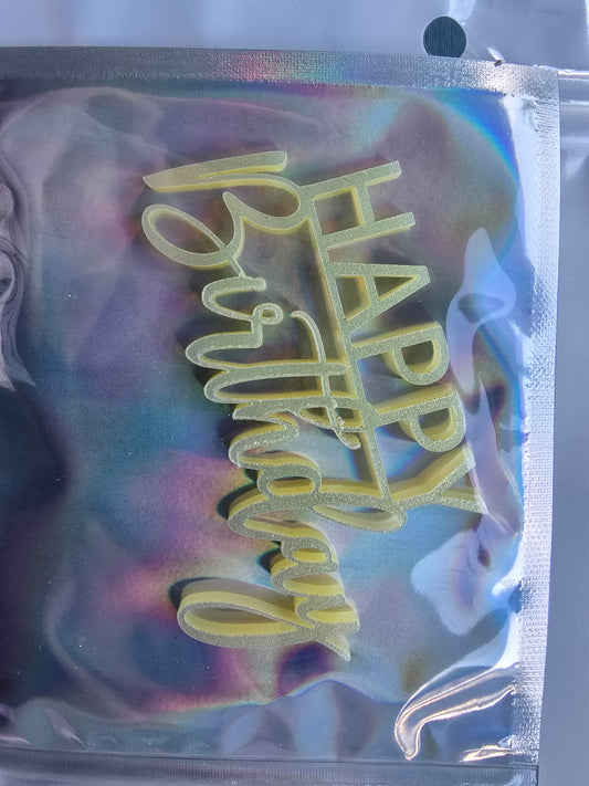 Happy Birthday Charm 9cm Shimmer Yellow EXPO SALE #1