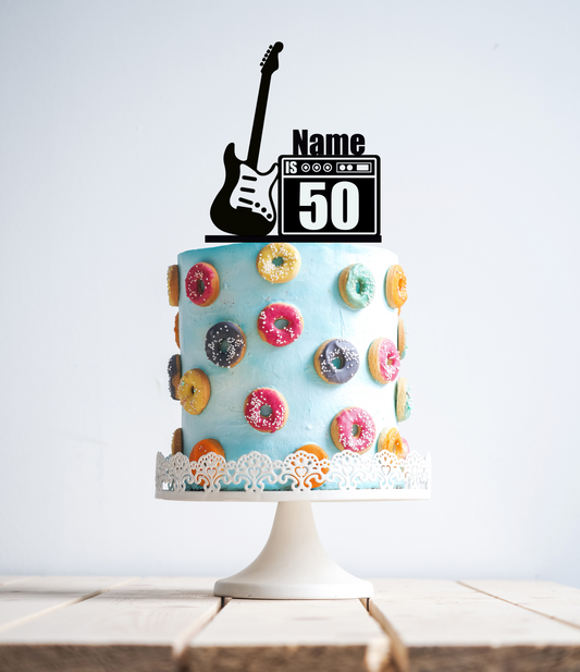 Guitar Cake Topper - Personalised Name and Age