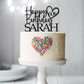 Happy Birthday Heart Cake Topper - Personalised Name & Age