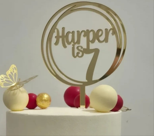 Circle Cake Topper - Personalised Name is Age