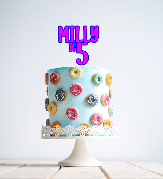 Name is Age Cake Topper - Cute Font