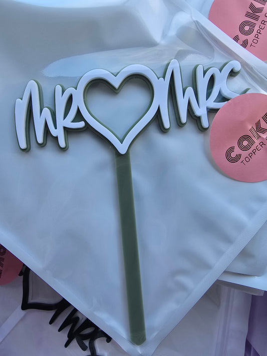 Mr Heart Mrs - White on Olive CLEARANCE