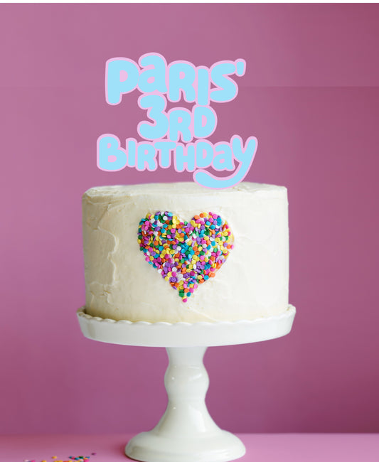 Personalised Cake Topper - Name Age Birthday
