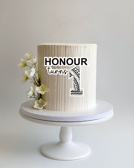 Samoan Pattern - Name Turns Age Cake Topper or Front Topper