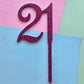 Number 21 pink leopard print cake topper Approx 10cm tall