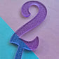 Small number 2 topper - purple jelly glitter - 7.5cm