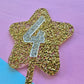 Glitter star cake topper 4 - silver on gold hex glitter