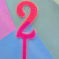Number 2 neon pink neon ripple  cake topper Approx 10cm tall (is see through)