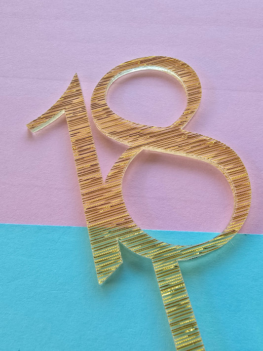 18 Cake Topper - Fancy Gold - 9cm tall