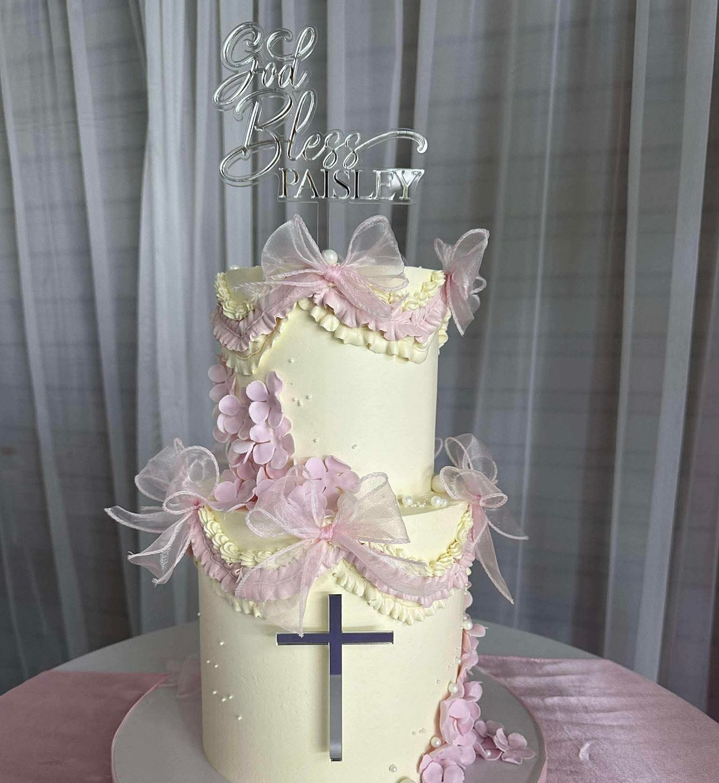 God Bless Name Cake Topper Floating