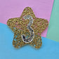Glitter star cake fropper 3 - silver on gold hex glitter