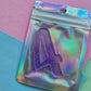 Mini number 4 charm - purple jelly glitter - 6cm