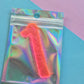 Mini number 1 charm - neon pink ripple - 6cm