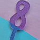 Small number 8 topper - purple jelly glitter - 7.5cm