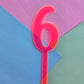 Number 6 neon pink neon ripple  cake topper Approx 10cm tall (is see through)