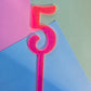 Number 5 neon pink neon ripple  cake topper Approx 10cm tall (is see through)